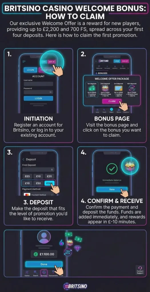 How to Claim Welcome Bonus at Britsino Casino